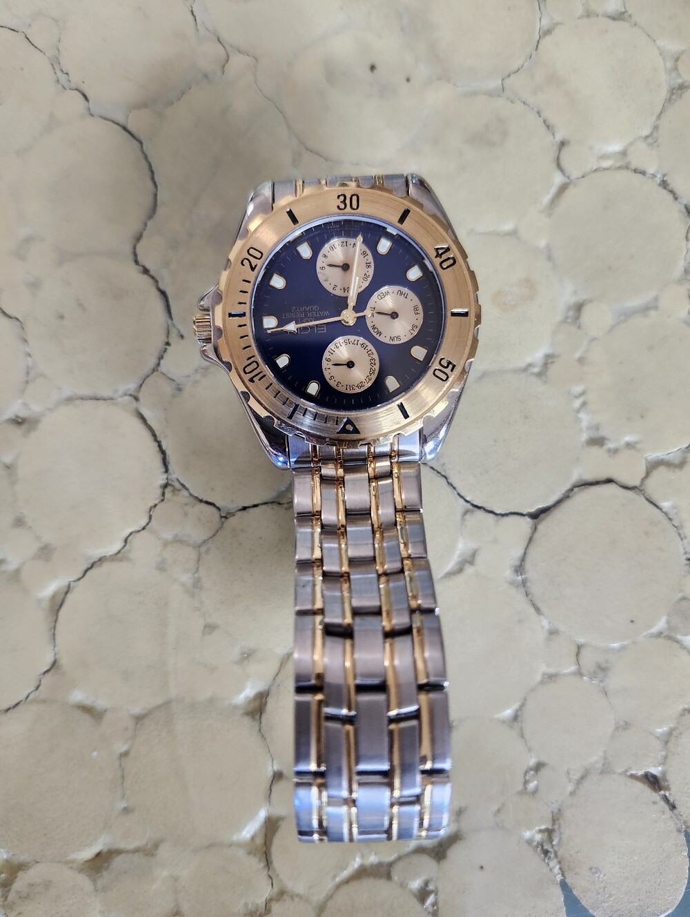 Elgin Men's Two-Tone Stainless Steel Watch with Blue Dial